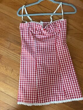 Urban Outfitters Red and White Gingham Mini Dress